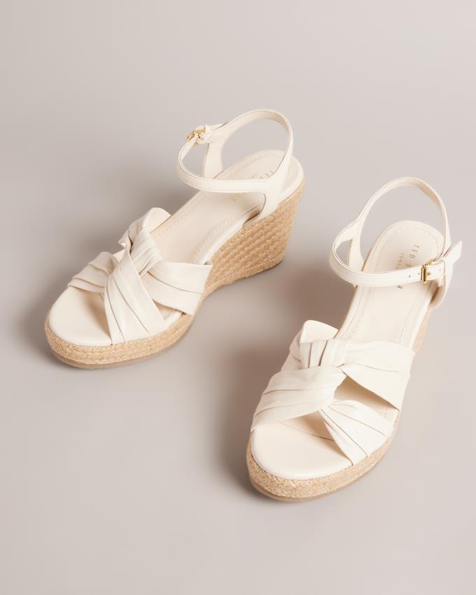 Sandale Ted Baker Knotted Wedge Espadrille Blanche Femme | GYR-84739950